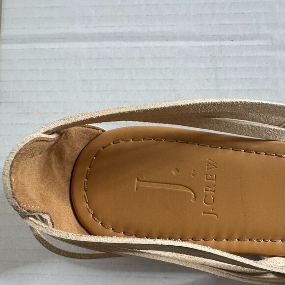 NWOB JCrew Huarache Sandals Woman's sz 12 Gold Metallic Basketweave Flat Heel - Picture 3 of 12